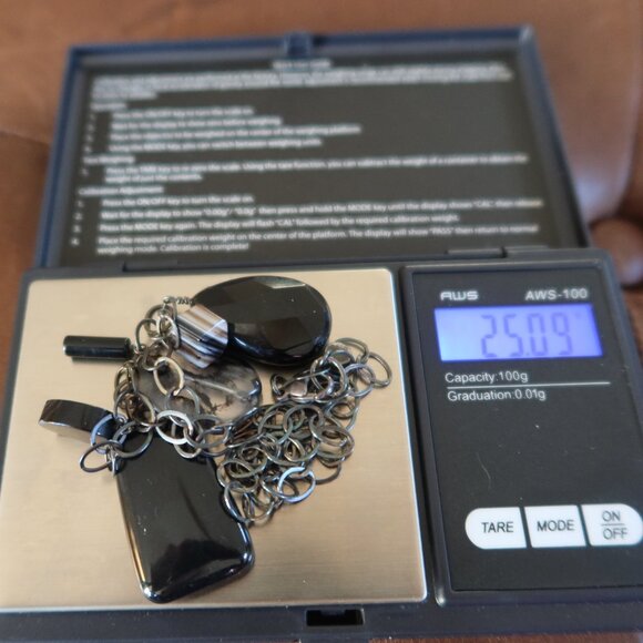 Black onyx beads and sterling silver Sherzada necklace pendant up to 18.25" - Picture 9 of 13